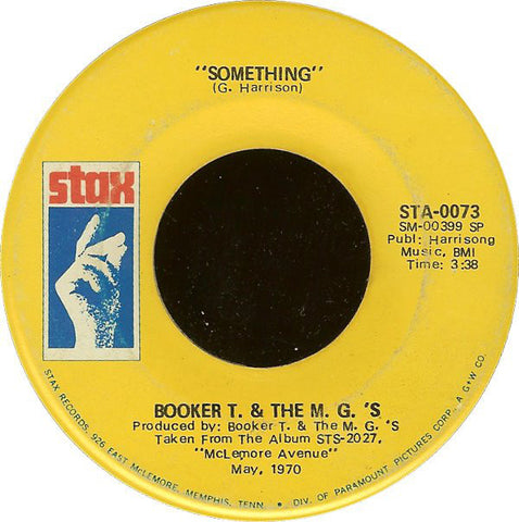 Booker T. & The M.G.'s - Something / Sunday Sermon VG+ - 7" Single 45RPM 1970 Stax USA - Funk / R&B