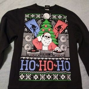 Fifth Sun - Men's Black 'DJ Santa' Ho Ho Hoilday Sweatshirt - X-Large