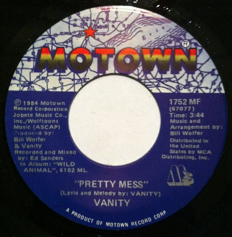 Vanity- Pretty Mess- VG= 7" Single 45RPM- 1984 Motown USA- Electronic/Funk/Soul