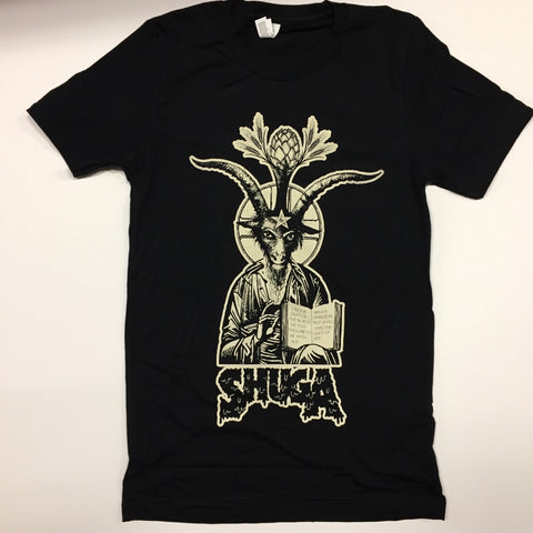 Shuga Records 'Baphomet' Design 2017 Repress Cream on Black T-Shirt
