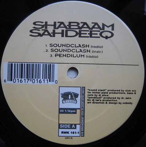 Shabaam Sahdeeq - Sound Clash VG - 12" Single 1998 Rawkus USA - Hip Hop
