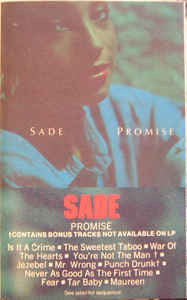 Sade ‎– Promise - Used Cassette 1985 Portrait USA Tape - Soul / Sophisti-pop