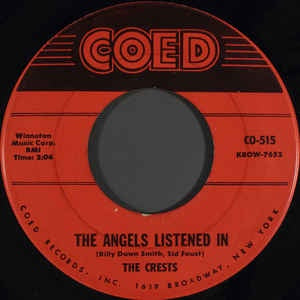 The Crest- The Angels Listened In / I Thank The Moon- VG 7" SIngle 45RPM- 1959 Coed USA- Rock/Pop/Doo Wop