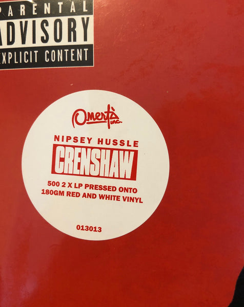 Nipsey Hussle ‎- Crenshaw (2013) - New 2 LP Record 2020 Omerta Unofficial UK Red or White Vinyl - Hip Hop - Shuga Records