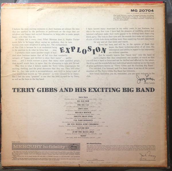 Terry Gibbs And His Exciting Big Band ‎– Explosion! - VG+ Lp Record 1962 Mercury USA Mono White Label Promo Vinyl - Jazz - Shuga Records