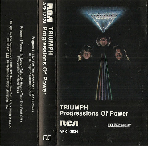 Triumph ‎– Progressions Of Power - Used Cassette Tape RCA 1980 USA - Rock / Hard Rock