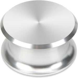 FEMELI Record Weight Stabilizer with Protective Leather Pad 318 gram Vinyl Turntable Weight – Durable & Stylish LP Stabilizer – Fits Any Turntable - Silver - Shuga Records