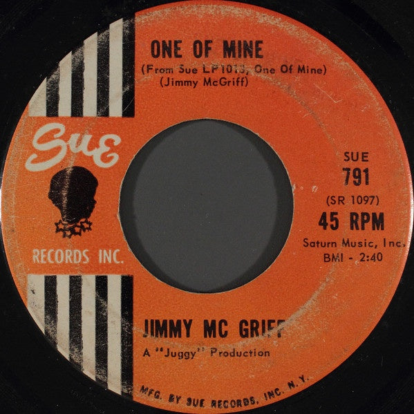 Jimmy McGriff ‎– One Of Mine / Broadway VG+ 7" Single 45rpm 1963 Sue Records USA - Soul-Jazz - Shuga Records