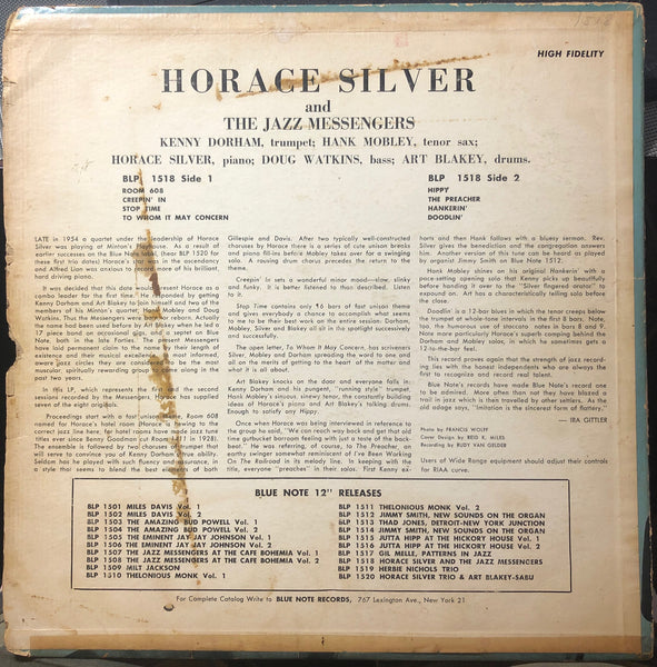 Horace Silver And The Jazz Messengers ‎– Horace Silver And The Jazz Messengers - VG- (low grade) LP Record 1956 Blue Note USA Lexington Mono Original RARE with Kenny Dorham,  Hank Mobley,   Art Blakey &  Doug Watkins - Jazz / Hard Bop