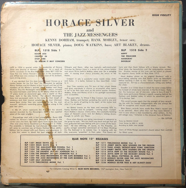 Horace Silver And The Jazz Messengers ‎– Horace Silver And The Jazz Messengers - VG- (low grade) LP Record 1956 Blue Note USA Lexington Mono Original RARE with Kenny Dorham,  Hank Mobley,   Art Blakey &  Doug Watkins - Jazz / Hard Bop - Shuga Records