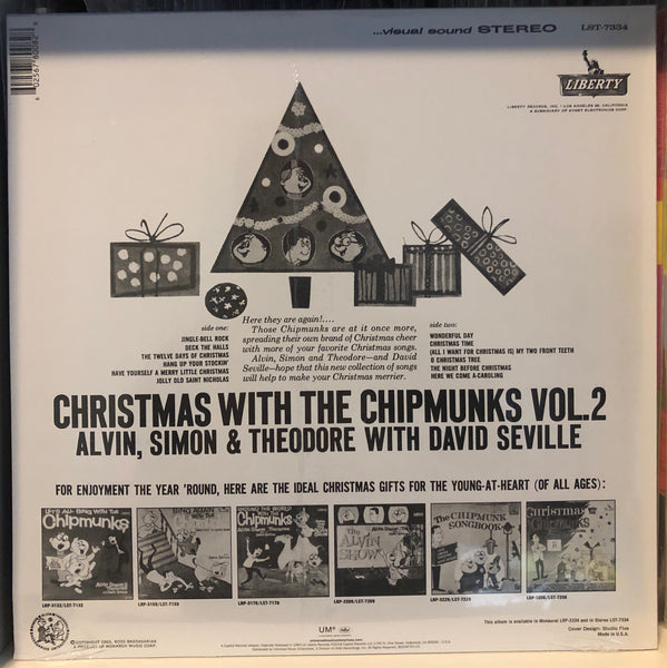 The Chipmunks : Alvin, Simon & Theodore With David Seville ‎– Christmas With The Chipmunks Vol. 2 ) (1963) - New Lp Record 2018 Liberty USA White Vinyl & Foil Cover - Holiday / Children's
