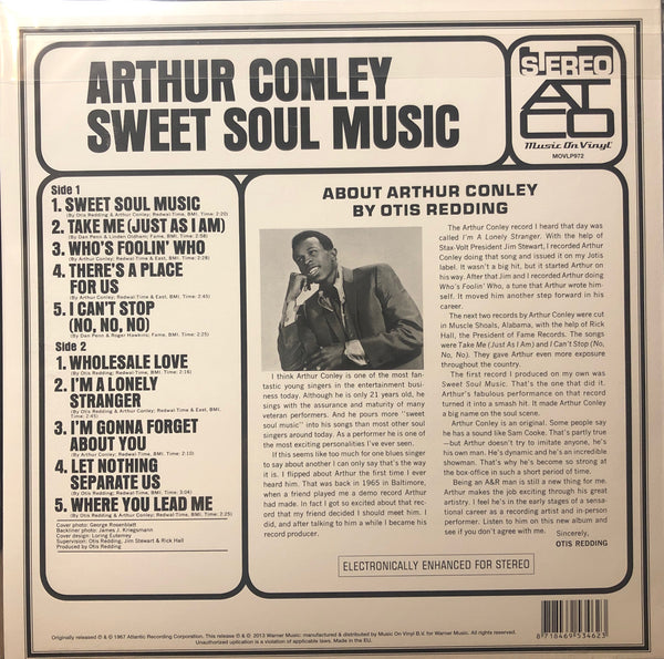 Arthur Conley ‎– Sweet Soul Music (1967) - New Lp Record 2013 Music On Vinyl Netherlands Import 180 gram Vinyl - Soul / Funk / Rhythm & Blues - Shuga Records