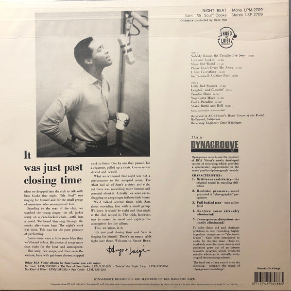 Sam Cooke ‎– Night Beat (1963) - New Lp Record 2010 RCA Music On Vinyl Europe Import 180 gram Vinyl - Rhythm & Blues / Soul - Shuga Records