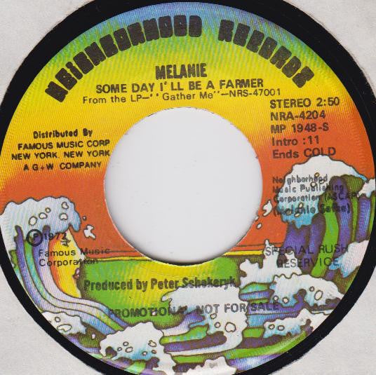 Melanie ‎– Some Day I'll Be A Farmer - VG+ Promo 45rpm 1972 - Pop - Shuga Records