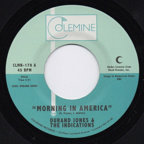 Durand Jones & The Indications ‎– Morning In America / Cruisin' To The Park - New 7" Single Record 2019 Colemine USA 45 Vinyl - Funk / Soul