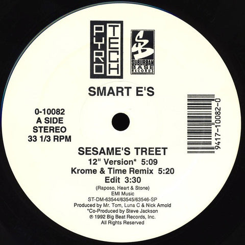 Smart E's ‎– Sesame's Treet VG+ - 12" Single 1993 Pyrotech USA - Techno