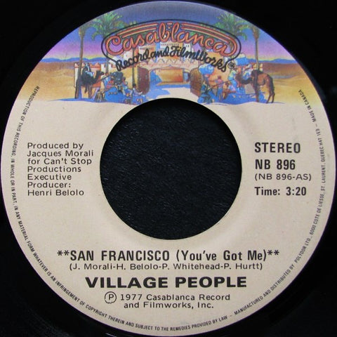 Village People ‎– San Francisco (You've Got Me)  / Village People - VG+ 45rpm 1977 USA Casablance Records - Funk / Soul / Disco