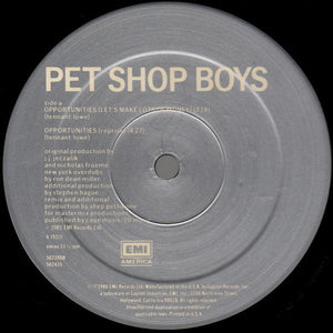 Pet Shop Boys - Opportunities (Let's Make Lots Of Money) - VG+ 12" Single USA 1986 - Synth-Pop