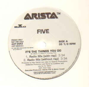 Five - It's The Things You Do - VG 12" Single 1998 Arista USA - Electronic / Hip Hop