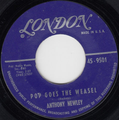 Anthony Newley ‎– Pop Goes The Weasel / Gone With The Wind - VG+ 45rpm London Records - Pop