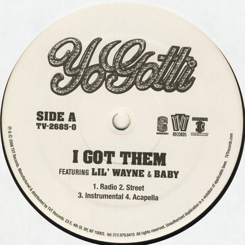 Yo Gotti – I Got Them / That's What They Made It Foe - VG+ 12" Single Record 2006 TVT USA Vinyl - Hip Hop
