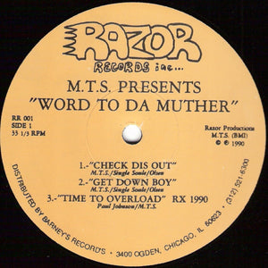 M.T.S. (Mike Bush) - Word To Da Muther - VG- 12" Single USA 1990 (Original Press) - Chicago Hip House