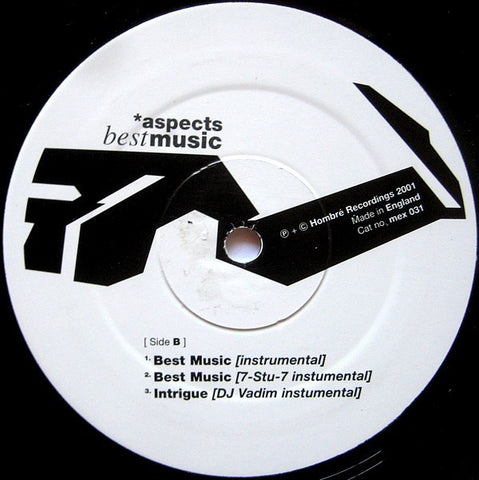 Aspects ‎– Best Music - Mint- 12" Single Record - 2001 UK Hombre Vinyl - Hip Hop