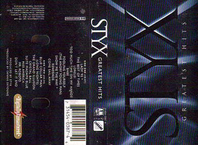 Styx - Greatest Hits - VG+ USA 1995 Cassette Tape - Rock