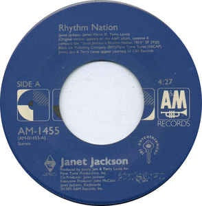 Janet Jackson ‎– Rhythm Nation - VG+ 7" Single 45RPM 1989 A&M Records USA - Pop / R&B