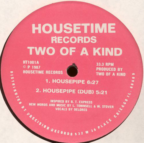 Two Of A Kind - Housepipe - VG- (LOW GRADE) 12" Single USA 1987 (Oirginal) - Chicago House