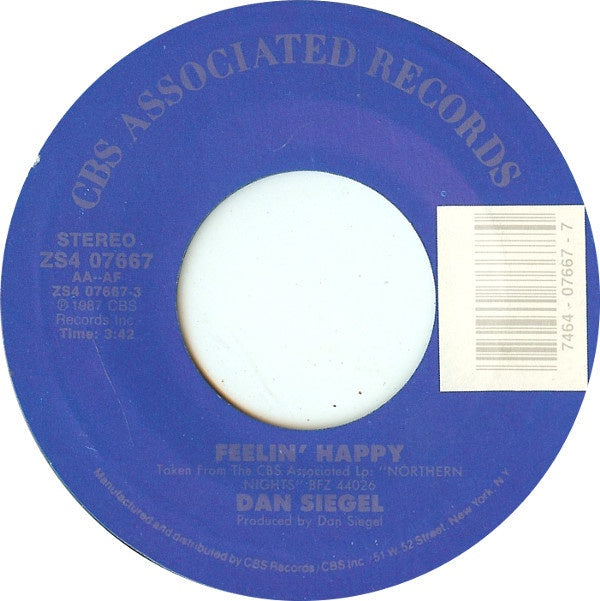 Dan Siegel ‎– Feelin' Happy / When It's Over MINT- 7" Single 45 rpm 1987 CBS Associated USA - Jazz