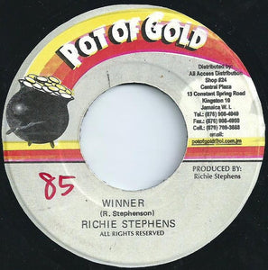Richie Stephens ‎– Winner - VG+ 45rpm 1998 Pot Of Gold Records - Reggae / Dancehall