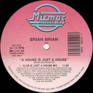 Brian Brian - A House Is Just A House - VG+ 1992 Micmac Promo USA - House