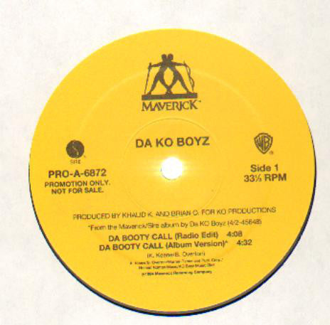Da Ko Boyz - Da Booty Call VG+ - 12" Single 1994 Maverick USA - Hip Hop