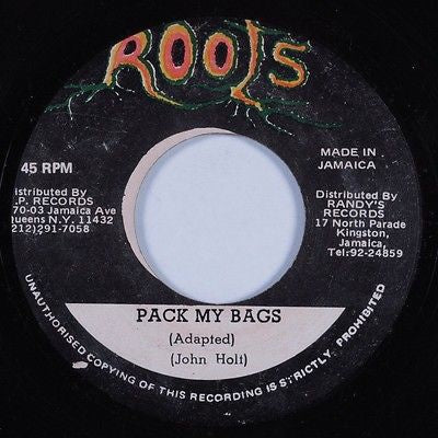 John Holt ‎– Pack My Bags - VG- 45rpm Jamaica - Reggae - Shuga Records