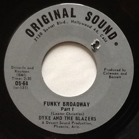 Dyke & The Blazers ‎– Funky Broadway - VG 45rpm 1967 USA - Funk