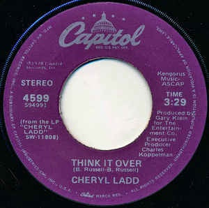 Cheryl Ladd- Think It Over / Here Is A Song VG+ 7" Single 45RPM 1978 Capitol Records USA- Pop