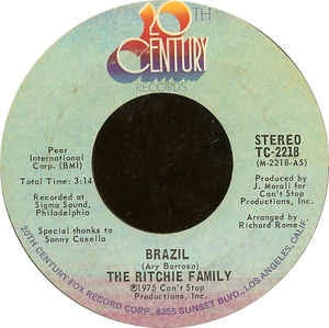 The Ritchie Family ‎- Brazil / Hot Trip - Mint- 7" 45 Single 1975 USA - Funk / Soul