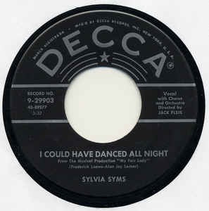 Sylvia Syms ‎– I Could Have Danced All Night / The World In My Corner VG+ - 7" Single 45RPM 1956 Decca USA - Jazz / Stage & Screen
