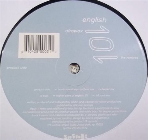 Afrowax ‎- English 101 - VG+ 12" Single 1997 USA - House