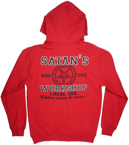 Black Scale - Men's Red 'Satan's Workshop' Zip Up-Hoodie