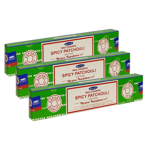 Satya Nag Champa - Spicy Patchouli Incense - New 15g Pack (12 Sticks)