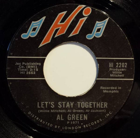 Al Green ‎– Let's Stay Together / Tomorrow's Dream VG - 7" Single 45 Record 1971 USA Vinyl - Soul
