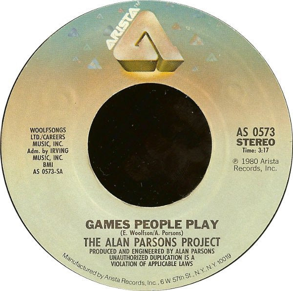 The Alan Parsons Project ‎– Games People Play / The Ace of Swords MINT- 1980 Arista 7" Single (Stereo) - Prog Rock - Shuga Records