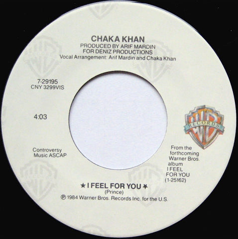 Chaka Khan ‎– I Feel For You / Chinatown - 7" Single 45rpm 1984 USA Warner Bros. Records - Electronic / Funk / Soul / Disco