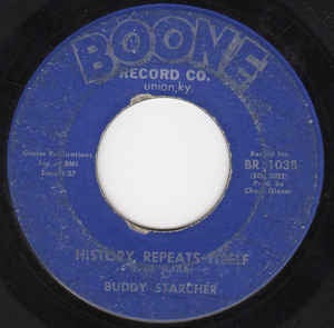 Buddy Starcher- History Repeats Itself / Sniper's Hill- VG+ 7" Single 45RPM- 1966 Boone Record Co. USA- Spoken Word - Shuga Records