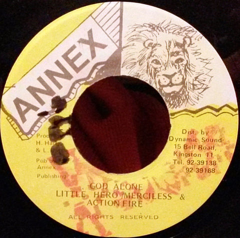 Little Hero / Merciless & Action Fire ‎– God Alone - VG 7" Single 45rpm 1994 Annex Jamaica - Reggae
