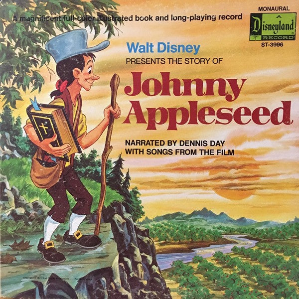 Dennis Day ‎– Walt Disney Presents Dennis Day In The Story Of Johnny Appleseed - VG+ Lp Record 1971 Disneyland USA Mono Vinyl & Booklet - Children's / Story / Soundtrack