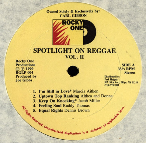 Various - Spotlight On Reggae Vol. II - VG Lp 1990 Rocky One USA - Reggae