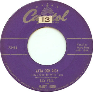Les Paul And Mary Ford ‎– Vaya Con Dios / Johnny (Is The Boy For Me) - VG+ 45rpm 1953 USA - Jazz / Pop - Shuga Records